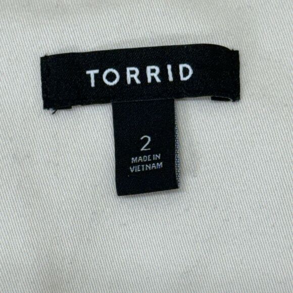 Torrid Peplum Utility Jacket Plus Size 2 Cargo Military Coat Cream Shacket Barn - Picture 3 of 7